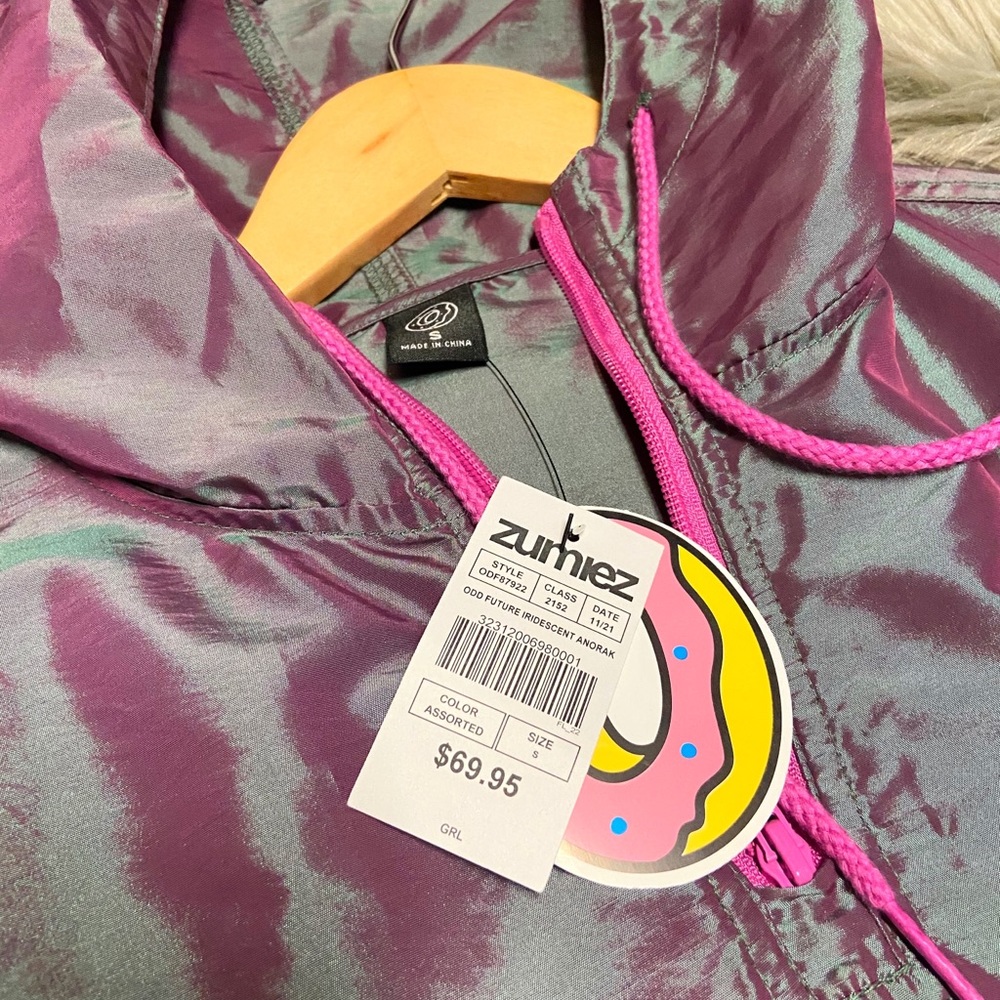 Iridescent Purple & Mint Anorak Windbreaker Jacket - Picture 4 of 6